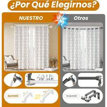 Barras de cortina blancas para ventanas de 46 a 114CM, barras de cortina ajustables de alta resistencia de 2.54CM de dimetro, 122CM de longitud mxima con remates decorativos dentados - Vintage blanco + 46 a 114 CM - Ver 5