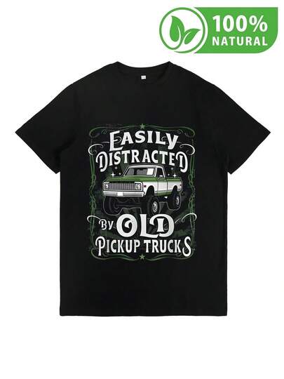 Camiseta negra con diseño vintage de camionetas pickup clásicas - Moda retro para amantes de autos - Estilo casual y cómodo ideal para el día a día - Perfecta para los fans de vehículos antiguos - Tejido fresco y de calidad - Look urbano para toda ocasión