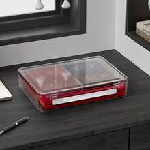 1 个 A4 尺寸透明文件盒带手柄，PET 塑料储物盒，文件夹，便携式可堆叠储物盒，用于存放文件、杂志、照片和文件，透明整理器，适用于家庭、办公室和学校 - 無色 - 查看 9