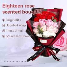 18pcs/Set Rose Flower Bouquet Scented Soap, 4 Colors Available (Red, Blue, Purple, Pink), Gift Box Packaging, Romantic & Elegant, Handmade, Long-Lasting Fragrance, Ideal For Valentine's Day Home Decor - Multicolor 6 - View 2