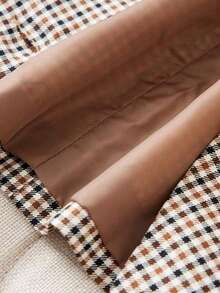 女士V领格子短款背心，经典纽扣设计，常规长度，涤纶面料，无弹力，时尚款式 - 彩色 - 查看 6