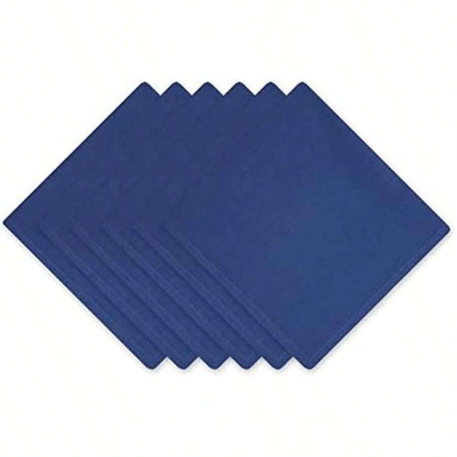 DII - Juego de servilletas de algodón sólido Pastel, Lavable a máquina, 20 x 20 Pulgadas, , 6 Unidades(Azul marino) - Multicolor - Ver 1
