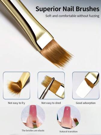 Professional Nail Enhancement Brush, Soft Hair Brush - No Trace Mixing, Non Split Synthetic Hair Brush, Gradual Change Nail Enhancement Brush, Widened Soft Hair, Comfortable Acrylic Handle, Easy To Operate, Smooth And Durable Materials, Nail Gel Paint Brush, DIY Tools, Suitable For Beginners And Professionals.
