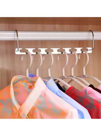 1pc Stainless Steel 6-Hook Clothes Hanger Organizer, Creative Multi-Function Metal Folding Hook For Closet And Wardrobe, Non-Slip Household Clothes Rack With Foldable Garment Storage Hanging Tool For Entryway, Bathroom, Laundry Room, Bedroom, Small Space Organization, Travel And Dorm Use, Space-Saving Home Storage Solution For Autumn Winter Holiday Gift Prep And Seasonal Wardrobe Rotation, Easy Install Durable Design For Hangers, Coats, Scarves, Bags, Towels And Accessories