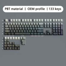Juego de 133 teclas PBT - Perfil OEM, impresión lateral retroiluminada, compatible con teclados mecánicos MX (uso para juegos y oficina, solo teclas) - líneas de contorno - Ver 16