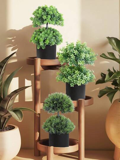 Artificial Tree, Decorative Bonsai, Plant Ornament, Double-Layer Design, PE Material, Artificial Plant, Orb Garden Mini Potted Plant, Home Decor, Garden Accent, Dorm & Office Decoration, Outdoor Garden Party Event Holiday Birthday Party Decor, Hotel Restaurant Living Room Bedroom Wedding Banquet Kitchen Accent, Spring & Summer Decor, Green Accent