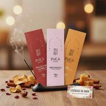 Kit Essências do Amor (Incenso Patchouli+Mel+Maçã) INCA