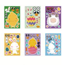 6/12pcs Easter Stickers, Easter Eggs, Rabbits, Chicks, Lambs Sticker Decals, DIY Face Makeup Stickers, Handmade Stickers For Holiday Party Gift Bags, Fillers, Toys - Multicolor - View 6