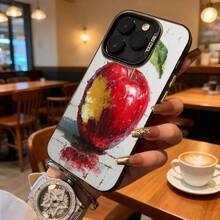Funda de Teléfono Impresión de Arte de Fruta de Manzana Blanca para iPhone 14 13 12 11 Pro Max y  Galaxy S23 S22 S21 S20 Plus Opción de Regalo Ideal para Todas las Estaciones - Negro - Ver 7