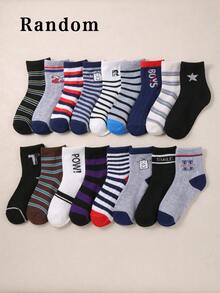 10 đôi tất trẻ em kẻ sọc ngẫu nhiên, độ co giãn cao, thích hợp cho mặc hàng ngày đến trường, dễ phối với đồng phục hoặc đồ thể thao, sản phẩm bán chạy nhất. - Nhiều màu - Xem 10