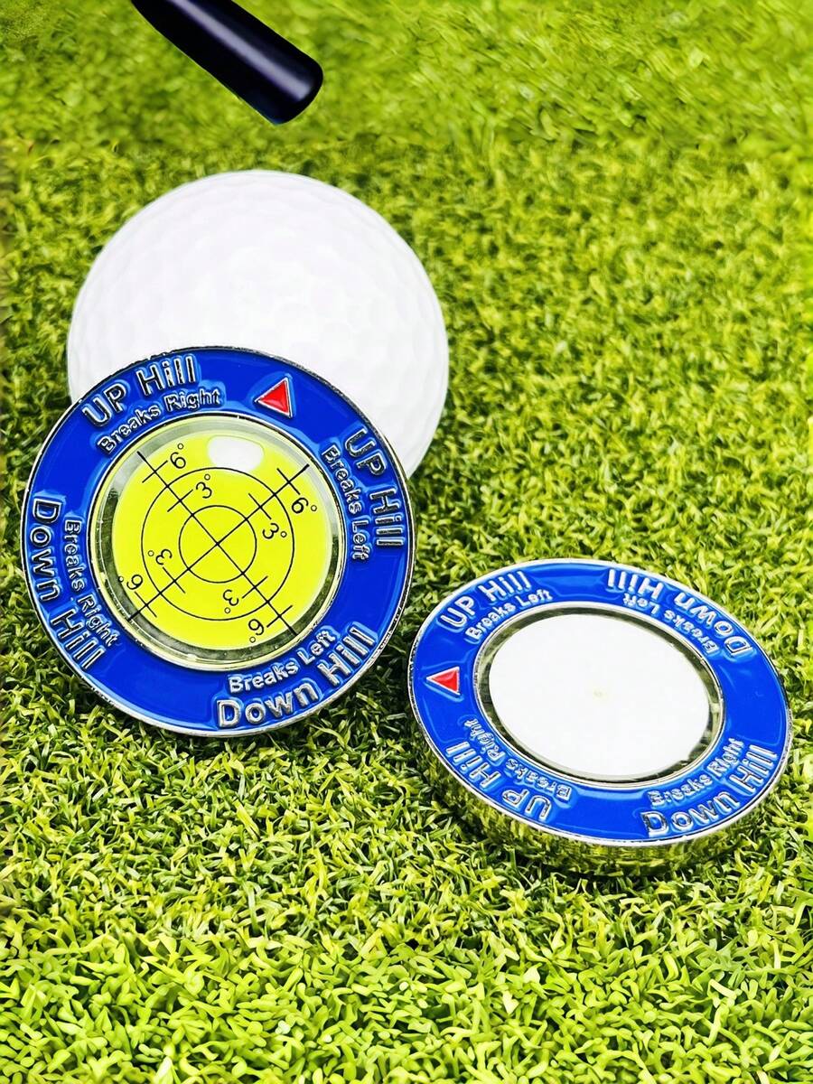 1/2件装专业坡度计、水平仪、球位标记器、高尔夫装备、双面球位标记器、高尔夫标记器、水平标记器、高尔夫配件、户外配件、高尔夫必备品、双面标记器 - 彩色 - 查看 1