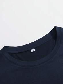 3pcs Solid Color Men's T-Shirts, Black, White, Navy Blue, Crew Neck Short Sleeve, Fashionable & Versatile For Sports & Outdoor Summer - Multicolor - View 8