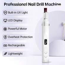 NEUZOJIT  Electric Nail Drill, Mini Nail Drill USB Machine With 10 PCS Drills Bits & Sanding Bands,Manicure Art Pen Remove Polisher, Gel Nail Drill For Acrylic, Manicure Pen Sander Polisher, Cuticle Removal, Suitable For Women Home Or Nail Salon Use, Beginner-Friendly - 白色 - 查看 3
