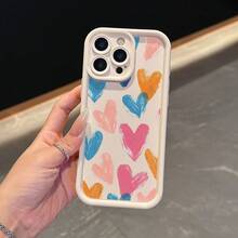 La carcasa del teléfono anti - caída simple y de moda adopta un patrón de corazón y es adecuada para iPhone 17, 16, 15, 14, 13, 12, 11 Pro / air / xR / XS y samsungs25 / S24 / S23 / S22 / Fe / plus, hecha de material tpu, que proporciona protección de amortiguación. Regalos para amigos y San valentín. - Burdeos - Ver 5