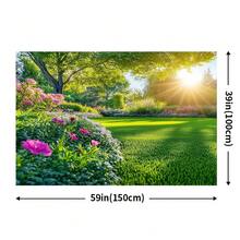 2D Flat, 1pc Vibrant Spring Garden Party Banner - Durable Polyester, No Electricity Required - Perfect For Outdoor Celebrations, Featuring Greenery And Blooming Floral Scenes, Garden Decorations - 1PCS - View 4