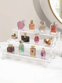 1pc Acrylic Trapezoidal Display Racks, Three-Tier/Two-Tier/Single-Tier Trapezoidal Display Racks, Home Storage Display Racks, Jewelry And Cosmetics Display Racks, Multi-Layer Transparent Storage Display Racks, Cake Racks, Perfume Racks - Clear - View 11
