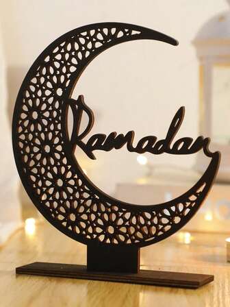 1 st trädekoration för Ramadan, kreativ måne- och stjärndekoration på bord, islamiska Eid Mubarak-hemdetaljer, Ramadanpresent