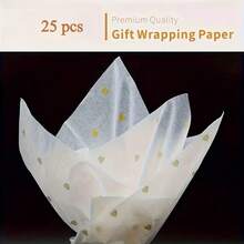 Papel de seda fino com corações dourados, 35,5 x 50,8 cm (14" x 20"), semitransparente, ideal para embrulho de presentes no Dia dos Namorados, festas, aniversários, decoração de casamentos, embrulho de presentes e flores. - Ouro - Ver 8