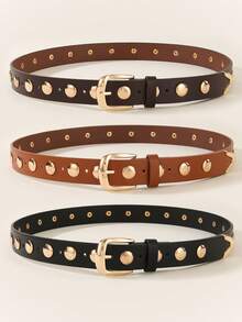 1条Y2K街头风时尚女式腰带，朋克铆钉女式腰带，街头派对女式腰带，百搭个性黑色/咖啡色/驼色女式腰带，适合搭配裤子、连衣裙，日常穿着，绝佳礼物 - 彩色 - 查看 2