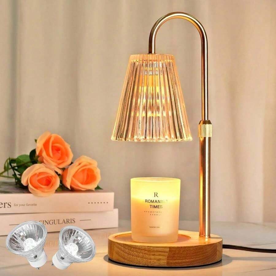 Lampara Calentadora de Velas, Calentador de Velas con Temporizador y Atenuador, Temporizador Lampara Calentadora de Velas con 2 Bombillas, Calentador de Velas para Familiares Y Amigos - inicial - Ver 1