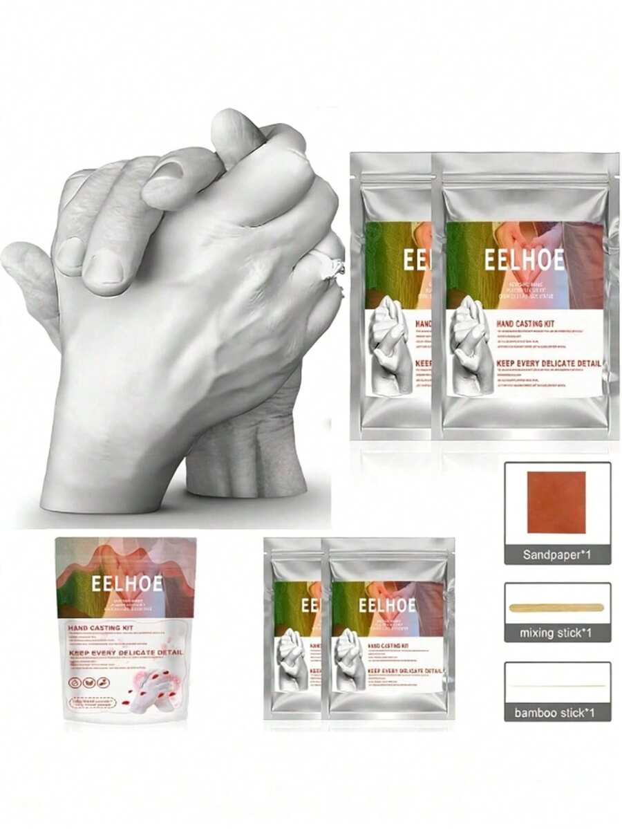 EELHOE 日常及节日手模粉套装，适用于制作3D手模和石膏模型，情人节、返校季、DIY纪念礼物、克隆模型粉，是赠送亲朋好友、节日礼物和新年礼物的完美之选（新旧款式随机发送）。