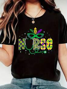 Patrón de carnaval para la rutina de estetoscopio y máscara de enfermera - Negro - Ver 6