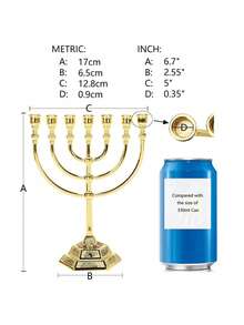 Đèn Menorah bằng kim loại mạ vàng sang trọng - Chân nến truyền thống 7 nhánh với ngôi sao David, hoàn hảo cho các lễ kỷ niệm và Lễ Tạ ơn, trang trí bàn ăn, vật trang trí nến. - Nhiều màu - Xem 9