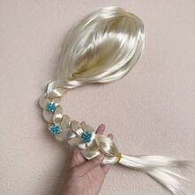 1pc Princess Long Braid Animated Role Playing Wig Flower Hair Clip Party Costume Princess Wig Halloween Wear To Weave Wig Braid Cartoon Character Wig Manga Wig Thanksgiving Birthday Gift Christmas