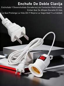 5 Metros Extensión Eléctrica con Socket y Switch Porta Lámpara E27 Cable para Foco o Lámpara Cable de Alargador Duradero Ideal para Iluminación en Hogar Sala Dormitorio y Oficina - 5 metros -- 2 piezas - Ver 10