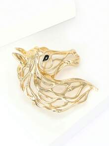 镂空金属马头胸针 - 奢华动物胸针，男女皆宜，可作项链佩戴，新年礼物，珠宝配饰