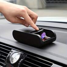 1pc Black ABS Plastic Car Interior Storage Box, Dashboard Coin Tray With Cover, Car Accessories - Black - View 8