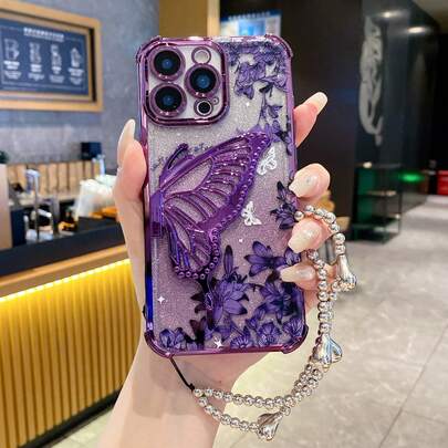 （蝴蝶支架）（银色手镯）兼容 Galaxy A123456789987654321 45G 电镀磁吸防摔透明手机壳，防摔手机壳兼容三星 S25/S24/S23/S22 系列/A 系列，兼容 OPPO，兼容 Redmi，兼容 Moto，兼容 Pixel，兼容 vivo，兼容 OPPO，国际版，非国内版