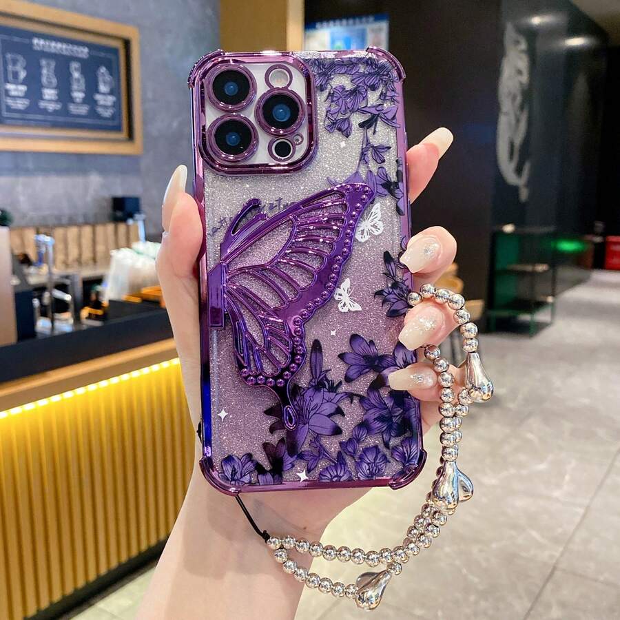 （蝴蝶支架）（银色手镯）兼容 Galaxy A123456789987654321 45G 电镀磁吸防摔透明手机壳，防摔手机壳兼容三星 S25/S24/S23/S22 系列/A 系列，兼容 OPPO，兼容 Redmi，兼容 Moto，兼容 Pixel，兼容 vivo，兼容 OPPO，国际版，非国内版 - 紫色 - 查看 1