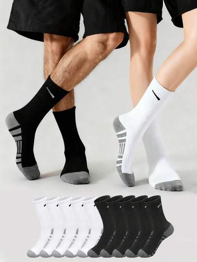 2/5/10/20 par svartvita randiga sportstrumpor, unisex löparstrumpor, halkfri och bekväm design, vardagskläder