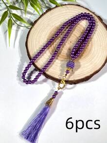 1 String/6 Strings Islamic Prayer Beads, 99 Glass Faux Pearl Beads, For Muslim Worship And Arabic Praise Bracelet - Multicolor - View 14