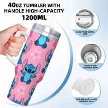 Lilo And Stitchs Cartoon Insulated Tumbler Straws Lid Stainless Steel Coffee Mugs Outdoor Portable Hot Cold Drinks Cups, 40oz - 12 + 均碼 - 查看 2