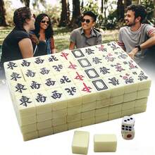 Vintage Chinese Mahjong Set Traditional 146 Tiles Mah Jong Game Set With Case Box - Multicolor - Ver 4