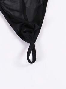 Men's Mesh Metallic Chain Decor Thong Underwear, Sexy Sheer Breathable - Black - View 9