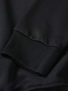 Men's Spring And Autumn Winter Wear Classic Black Casual Fashion Street Style Printed With Complete Co Branded Logo Double Sleeve Hooded Suede Warm Sports Shirt, Casual Pattern Hooded Sports Shirt, Multi Functional Sports And Leisure Loose Version, Loose Shoulder Version, Combining Street Style And Racing Sports Attributes, Suitable For Daily Festivals Or Racing Activities - 黑色 - 查看 5