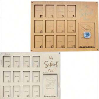 Wooden School Years Picture Frame, Contemporary Style Graduation Photo Collage Frame, Wall Hanging Memory Keepsake For Home Decor