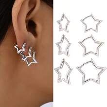 8件套不锈钢实心圆环耳环套装，男女皆宜，可叠戴，18K镀金迷你耳骨环 - 耳扣 - 查看 10