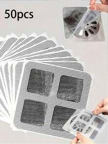 10/30/50/60/100片装优质一次性排水过滤器，有效阻挡毛发和害虫，适用于马桶、浴室洗手池和地漏，经久耐用，易于安装，快速维护排水系统。 - 白色 - 查看 14