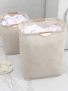 1pc Large And Small Portable Laundry Tools With Handles, Dirty Laundry Basket For Living Room And Bathroom, T-Shirt And Shirt, Miscellaneous Storage Basket, Multi-Functional Laundry Basket - Light Grey - View 2