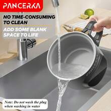 PANCERKA 500W Portable Electric Hot Pot, Non-Stick Coating, Touch Screen Electric Hotpot, 8 Cooking Functions: Rice Cooking, Soup Cooking, Hotpot, Porridge, Frying, Steaming, Low-Sugar Rice, Millet Porridge (EU Plug)