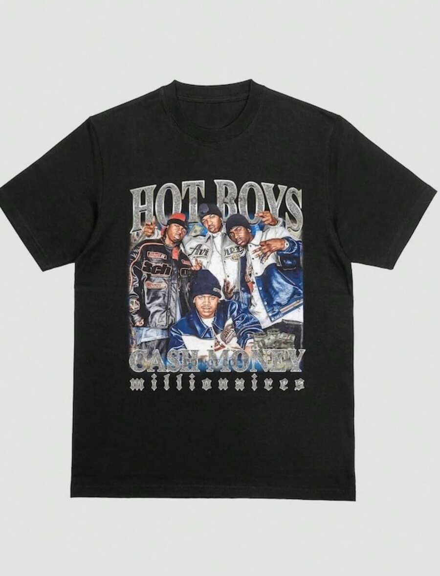 Hot Boys Cash Money Millionaires T-Shirt In Black White And Now Blue Free Shipping (1) - 黑色 - 查看 1