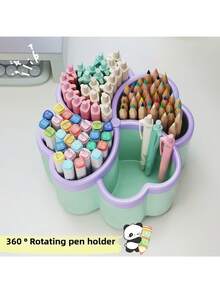 Hộp đựng đồ để bàn xoay 360° mới - 4 ngăn chứa đồ dung tích lớn, thích hợp đựng đồ dùng văn phòng, cọ trang điểm và đồ dùng học tập, 3 màu lựa chọn, thiết kế tiết kiệm không gian, thích hợp cho gia đình, văn phòng và phòng học, phụ kiện bàn làm việc, giá để đồ dùng văn phòng phẩm, thiết kế vui nhộn, bề mặt nhẵn (có nhãn dán ngẫu nhiên) - Nhiều màu - Xem 4