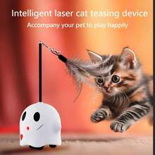 新款智能逗猫玩具，懒人造型带羽毛猫玩具，可自娱自乐，激发追逐乐趣，采用耐用防刮材料制成，遇到障碍物时自动转向。 - 彩色 - 查看 5