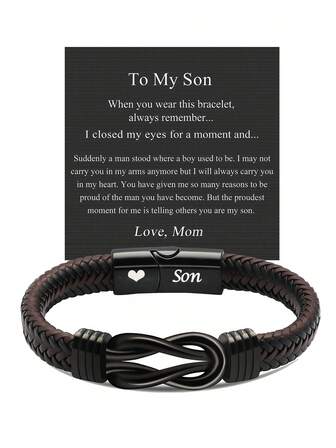 1 st exklusiv julklapp till son: Klassiskt moderiktigt hjärtformat accessoarknut armband - Födelsedagspresent/Romantisk present till alla hjärtans dag/Nyårspresent - Son, moderiktigt åttknut armband för vardagsbruk