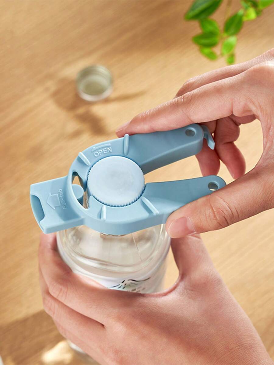 1pc Orange Multi-Function Bottle & Can Opener, Suitable For Plastic Bottles, Screw Caps, Pull Tabs, Ideal For Individuals With Weak Hand Strength, Elderly, Arthritis Patients, Ergonomic Bottle Cap Remover - Orange - View 1