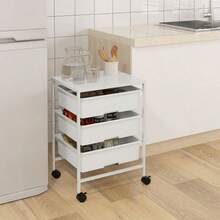 HOMCOM - Serving Trolley With 3 Shelves And Handles, Ideal For Kitchen And Living Room, 40.8 X 33.5 X 60.5 Cm, White - White - View 2